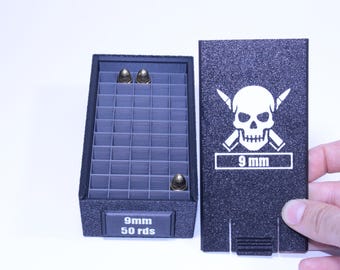Tactical Ammo Storage Box  9x21 / 9mm / 9x19 – 50 Rounds | Rugged Handmade Case for Range, EDC & Outdoor Use,present shooter, range,ipsc