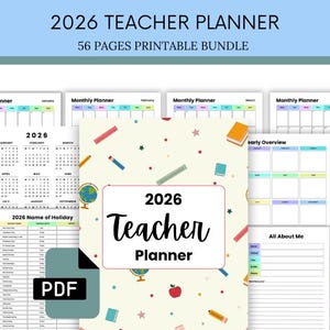 2026 Teacher Planner - Academic Planner - Homework Tracker - Classroom Planner - Printable Teacher Planner - Instant Download