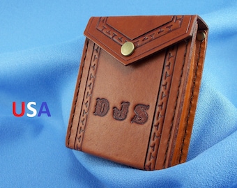 Playing Card Case - Personalized - Made To Order - Hand Tooled Leather