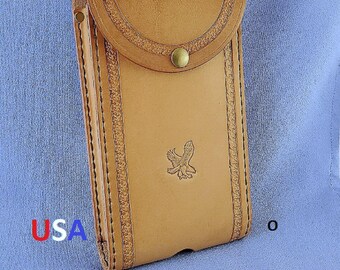 Personalized Leather Cell Phone Holster: Hand Carved, Custom Fit