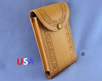 Personalized Leather Cell Phone Holster: Hand Carved, Custom Fit