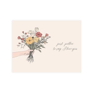 Pacote de cartões postais florais - Apenas pólen para dizer eu te amo, cartões de felicitações, cartões de nota, bilhetes de amor, envie um sorriso, só porque