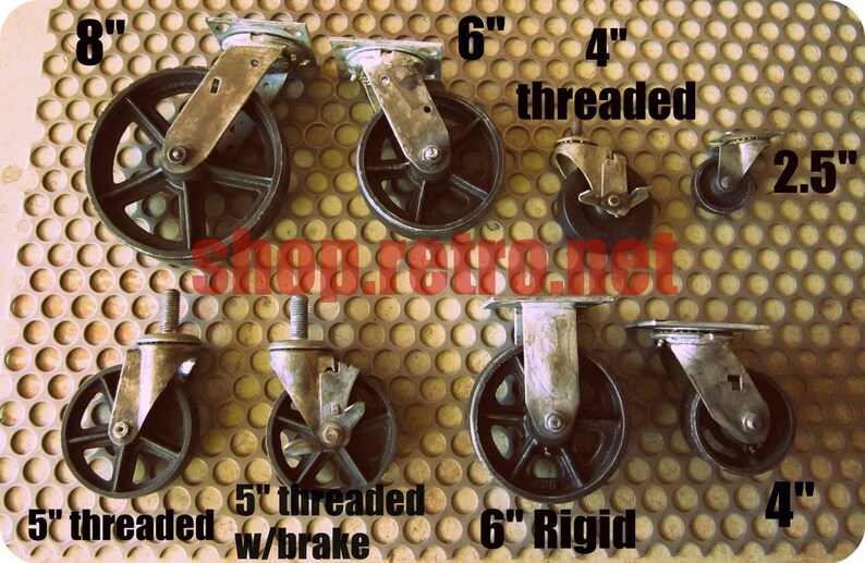 Antique Industrial 5 Caster w/brakes Set of 4 Cast Etsy