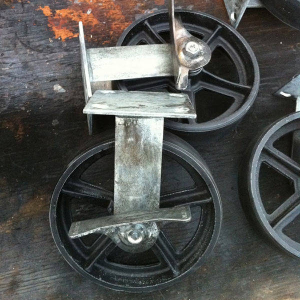 Vintage Rigid 8 inch Caster Wheels / Antique Casters Set of