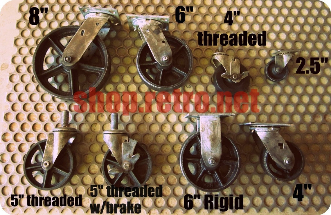 Vintage Swiveling 8 inch Caster Wheels / Antique Casters Set Etsy