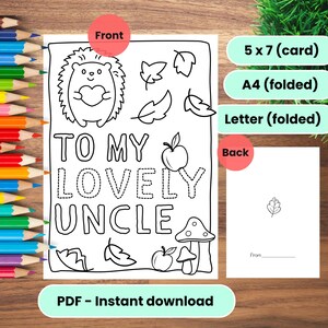 To my lovely uncle - Printable Greeting Card for Uncle, Digital Download