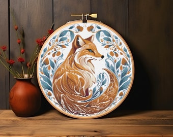 Fox (1) Nature Landscape Cross Stitch Pattern - Instant Digital Download