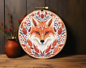 Fox (3) Nature Landscape Cross Stitch Pattern - Instant Digital Download
