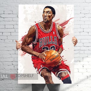Scottie Pippen Chicago Poster/Canvas | Basketball Man Cave Art, Sports Room Decor, Fan Gifts, Digital Download