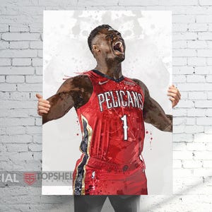 Zion Williamson New Orleans (v2) Poster/Canvas | Basketball Man Cave Art, Sports Room Decor, Fan Gifts, Digital Download