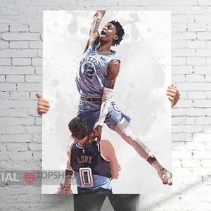 Ja Morant Dunk Memphis Poster/Canvas | Basketball Man Cave Art, Sports Room Decor, Fan Gifts, Digital Download