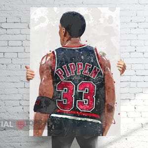 Scottie Pippen Chicago (v2) Poster/Canvas | Basketball Man Cave Art, Sports Room Decor, Fan Gifts, Digital Download