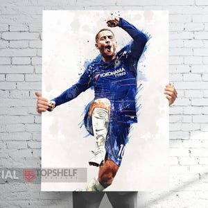 Eden Hazard Chelsea Poster/Canvas | Football/Soccer Man Cave Art, Sports Room Decor, Digital Files Available