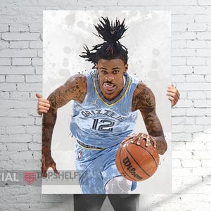 Ja Morant Memphis Poster/Canvas | Basketball Man Cave Art, Sports Room Decor, Fan Gifts, Digital Download