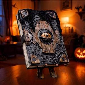 Horror Book Creepy Devil Eye, Halloween Prop, Spooky Decor Monster Book, Spell Book Witch Decor, Gothic Decor Occult Haunted Prop Grimoires.