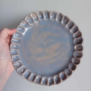 Handmade ceramic pale blue stoneware plate food friendly