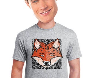 fox t-shirt, red fox, foxy, quirky fox t-shirt, cool fox illustration, graphic tee, t-shirt for animal lovers, Whimsical Fox t-shirt,  s-4xl