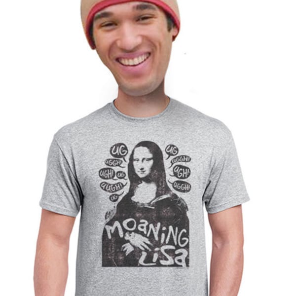 moaning lisa mona lisa parody t-shirt funny shirt italian humor italy satire rome venice humorous artsy tee vintage look mens guys large xl