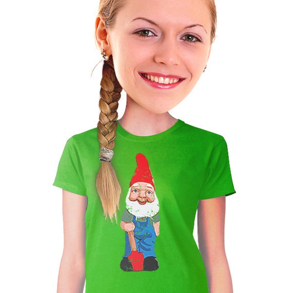 garden gnome shirt for women edgy funny cute kitschy gift for nerds fantasy geeks teen age girls t-shirt for hip college student or gardener
