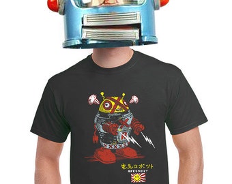 robot t-shirt, geeky t-shirt, japanese manga, funny t-shirt design, sci-fi fan, for science geeks, lowbrow, retro robot toys, retro, s-4xl