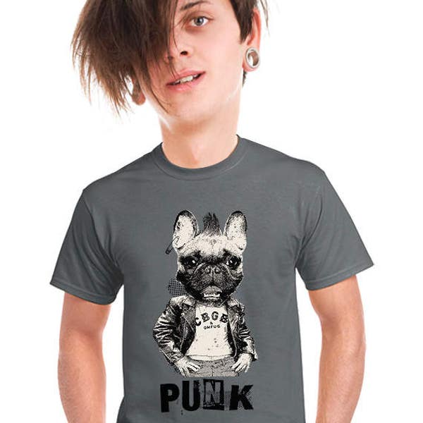 french bulldog t-shirt, punk, dog, frenchie t-shirt, geeky, punk rock, cbgb, dog fan, fan of bulldogs, music fans, ramones t-shirt, s-4xl