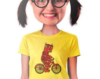 biking shirt robot tshirt gifts for cyclist bicyclist women schwinn critical mass specialized cool edgy gift techies geeks hip people s-2xl