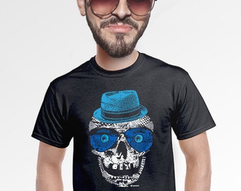 skull tshirt mens crazy cool tee nerdy geeky unique quirky artsy lowbrow funny shirt gift for hip college teen students fan of skulls  s-4xl