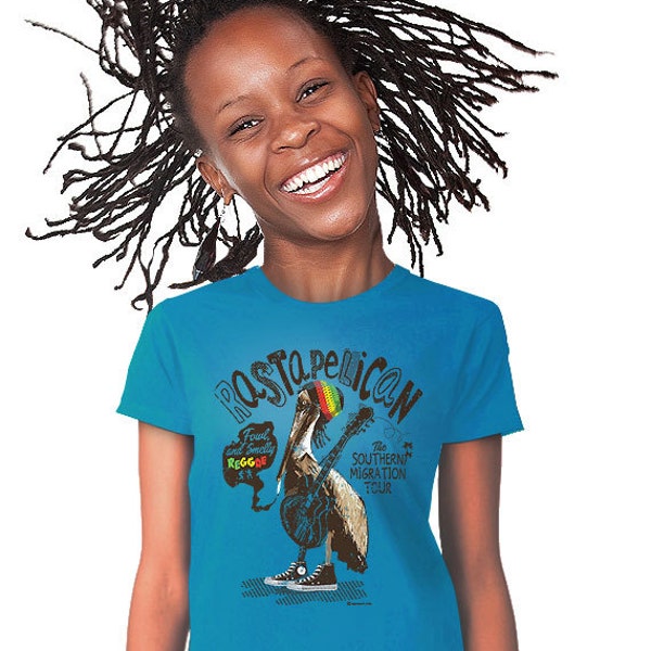 rasta  pelican womens shirt fans of reggae weed rastafaria rock music band t-shirts collector for bird pelican funny animals music lover tee