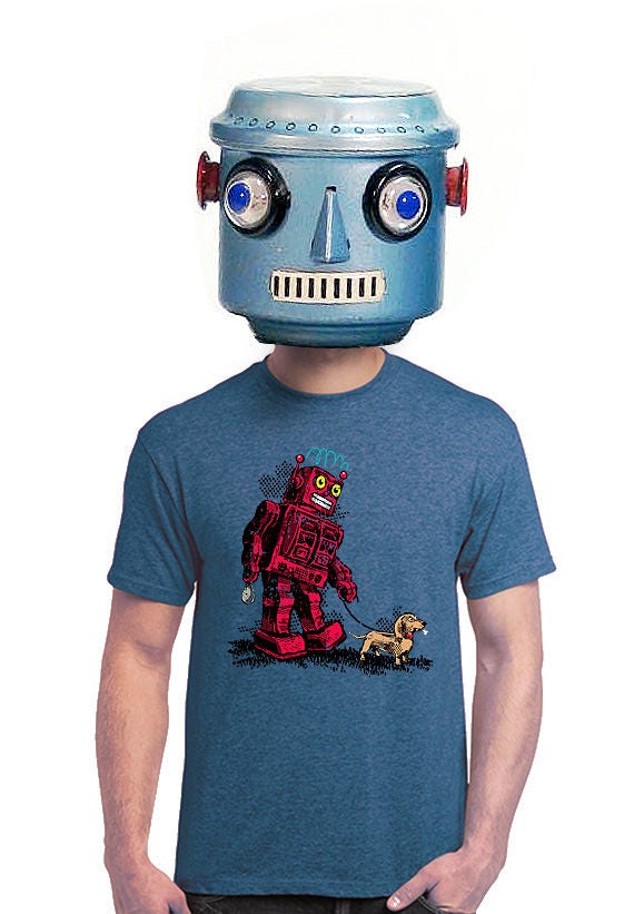 T-shirt Geeky Robot T-shirt Funny Robot Vintage Etsy