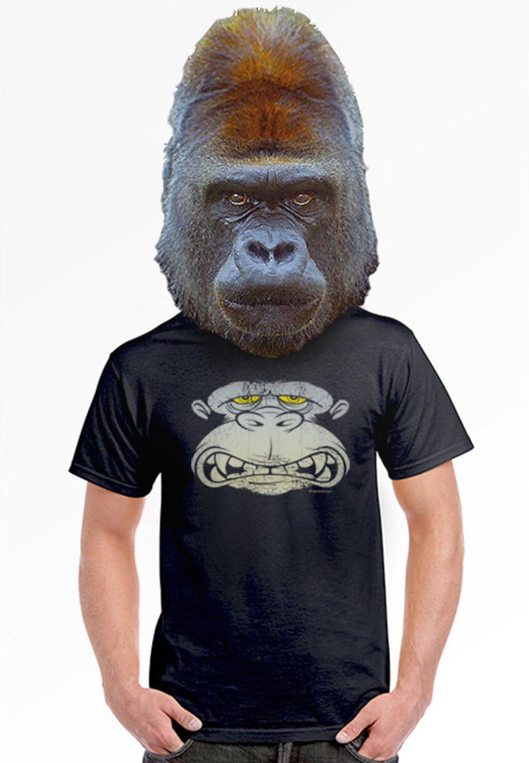 Funny Gorilla Sweatshirt with Pocket - Gifts for Monkey Lovers - Gorilla  Gifts for Men - Black, S at  Men's Clothing store