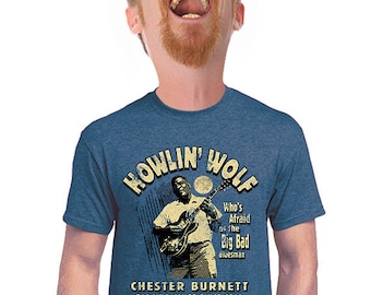howlin' wolf t-shirt, band tee, blues music, music t-shirt, blues guitar, fans of blues Jazz and soul, Bluescentric, chester burnett,  s-4xl