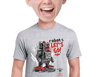 robots let's go t-shirt, geeky gift, funny tee, for science geeks, sci-fi fan, japanese manga, vintage robot toy, men, women, kids, s-4xl