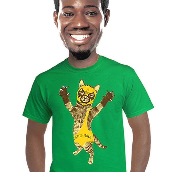 lucha libre, cat t-shirt, gatito malo, bad kitty, mexican wrestling, wwf t-shirt, cat lover, nacho libre tshirt, fun graphic tee, s-4xl