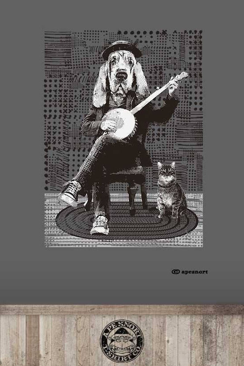 Banjo tshirt bloodhound dog playing banjo cats and dogs Etsy