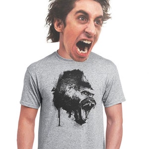 ape t-shirt mens snarling gorilla wild animal ape safari gifts for africa gorillas fan hip cool tshirt monkey apes edgy uinsex men t-shirt image 1