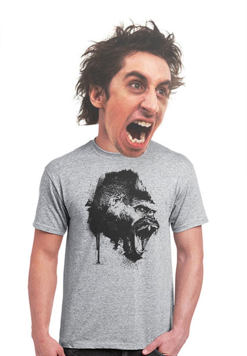 ape t-shirt mens snarling gorilla wild animal ape safari gifts for africa gorillas fan hip cool tshirt monkey apes edgy uinsex men t-shirt image 1