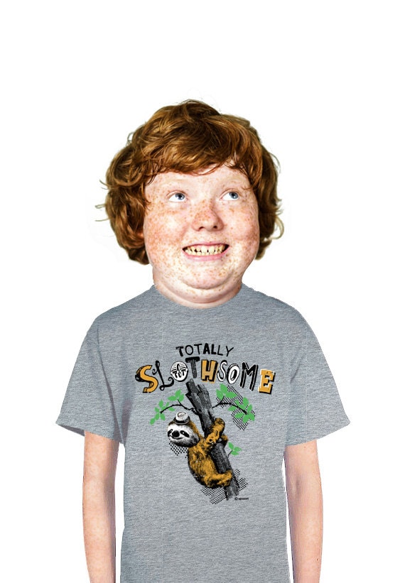 Sloth T-shirt Funny Kids Slothsome Pun 