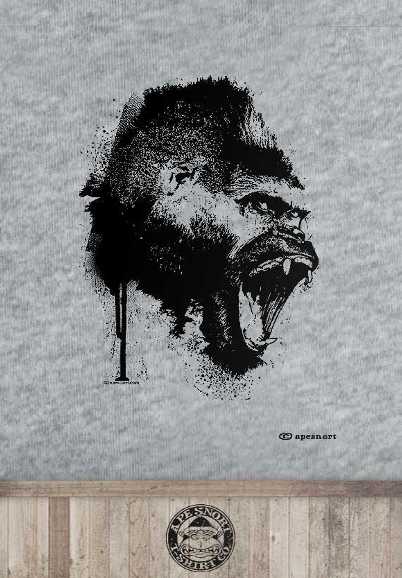 ape t-shirt mens snarling gorilla wild animal ape safari gifts for africa gorillas fan hip cool tshirt monkey apes edgy uinsex men t-shirt image 2