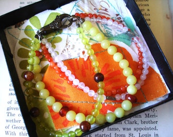 Gemstone Bracelet in Artist Designed Gift Box, Aventurine, Carnelian, Agate