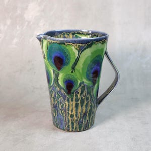 Vintage Keramik Krug mit Pfauenaugen-Dekor aus England - Design Janice Tchalenko für Dartington Pottery