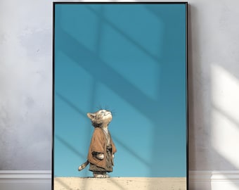 Whimsical Cat Art – Minimalist Animal Illustration (Digital Download)