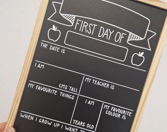 Personalised First Day of School Chalkboard Sign: Reusable Keepsake