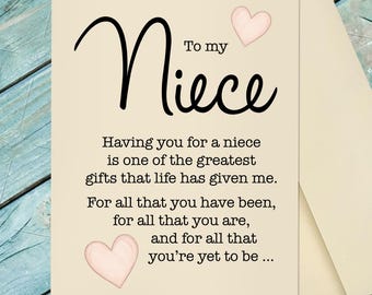 Appreciating Family Card / Niece Card / Card for Niece / Appreciating Niece Card / Custom Option Card