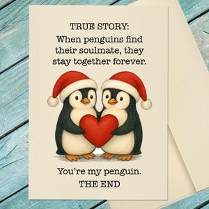 Fun Christmas Card for Spouse / Christmas Card For Husband / Boyfriend Christmas Card / Penguin Christmas Card / Custom Christmas Card