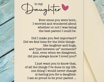Appreciating Daughter Card / Parent to Daughter Card / Card for Daughter / Custom Option Card
