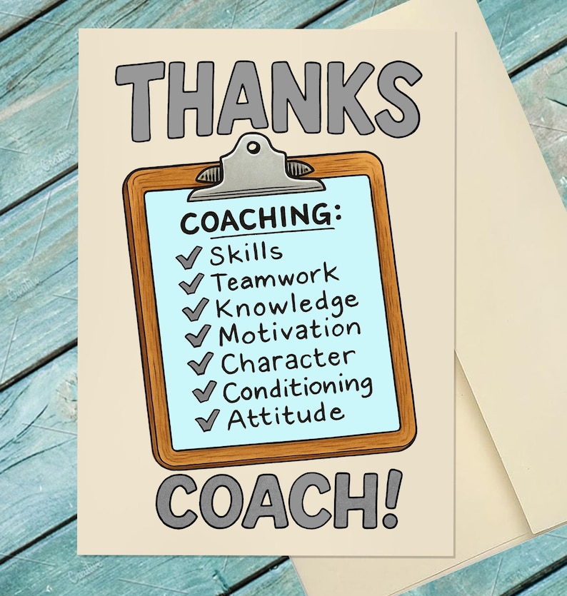 Coach Thank You Card / Thankful Card / Coach Appreciation Card / Coach ...