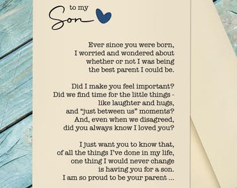 Appreciating Son Card / Parent to Son Card / Card for Son / Custom Option Card
