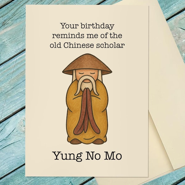 Getting Old Birthday Card / Young No Mo / Humorous Birthday Card  / Getting Older Birthday Card / Custom Option Card