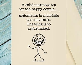 Funny Marriage Greeting Card / Funny Marriage Wedding Card  / Marriage Card Husband / Marriage Card Wife / Customize Option Greeting Card
