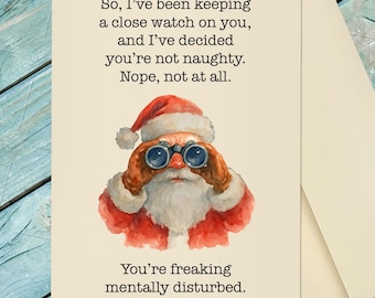 Funny Santa Christmas Card / Not Naughty Christmas Card / Funny Christmas Card / Funny Santa Card / Custom Christmas Card